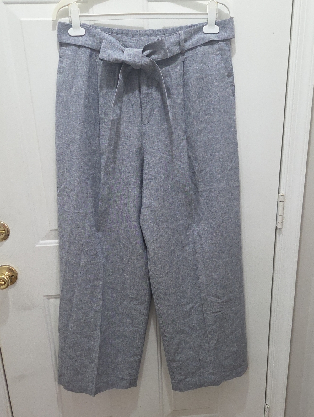 NWOT Uniqlo Light Blue-Gray High-Rise Wide Leg Tie-Waist Pants 32